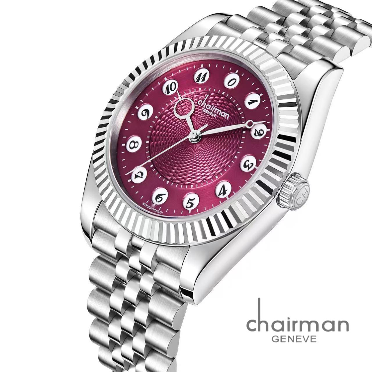 CHAIRMAN GENEVE GENTS LUXURY WATCH - TEXTURED DIAL STAINLESS STEEL BRACELET