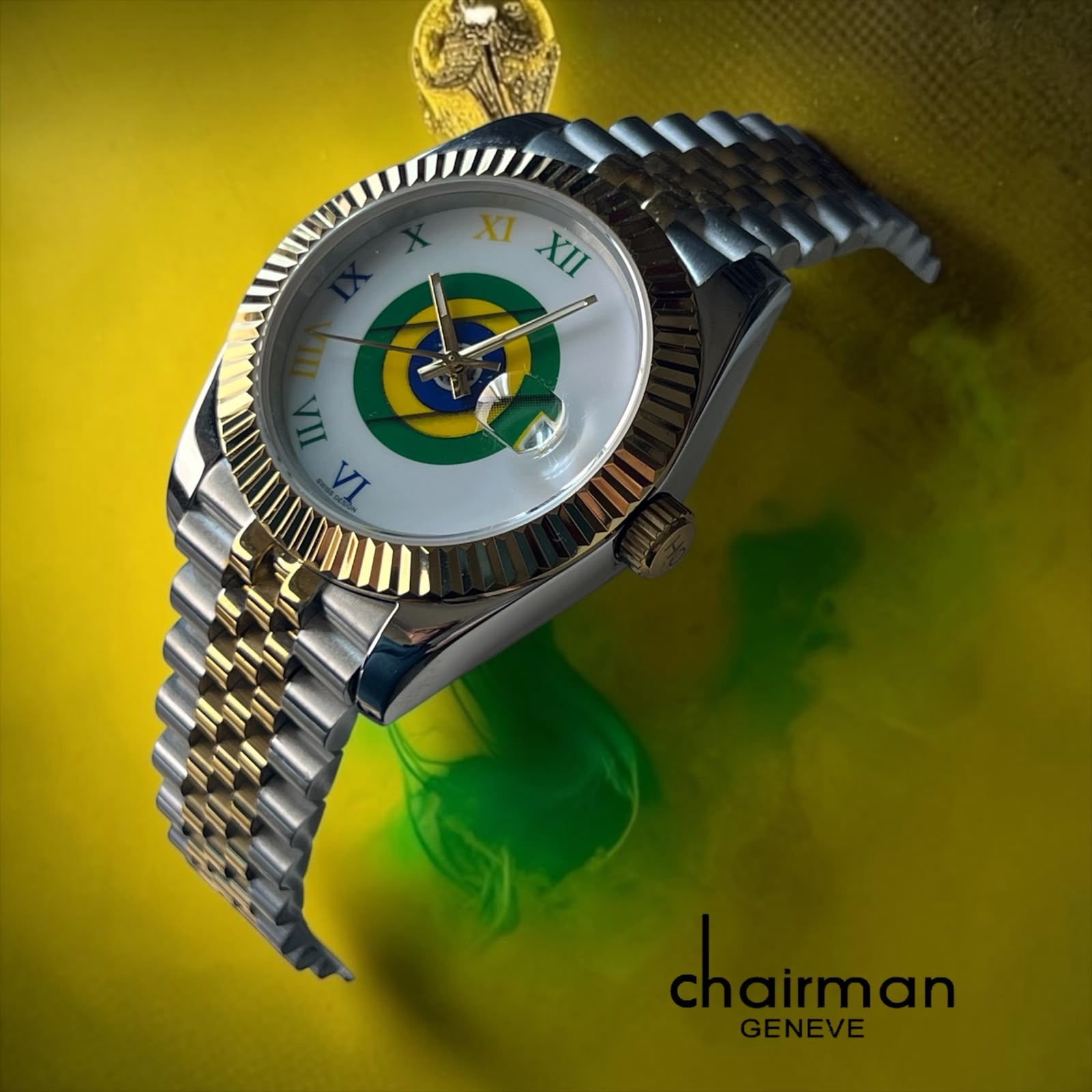 CHAIRMAN GENEVE BRAZIL FLAG EDITION STAINLESS STEEL MEN'S WATCH
