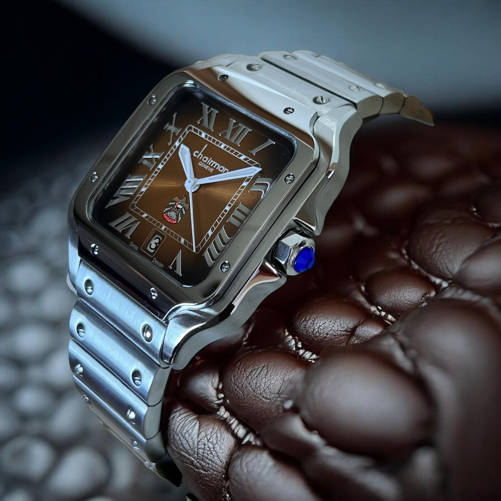 CHAIRMAN GENEVE SPECIAL EDITION SQUARE DIAL STAINLESS STEEL MEN'S WATCH