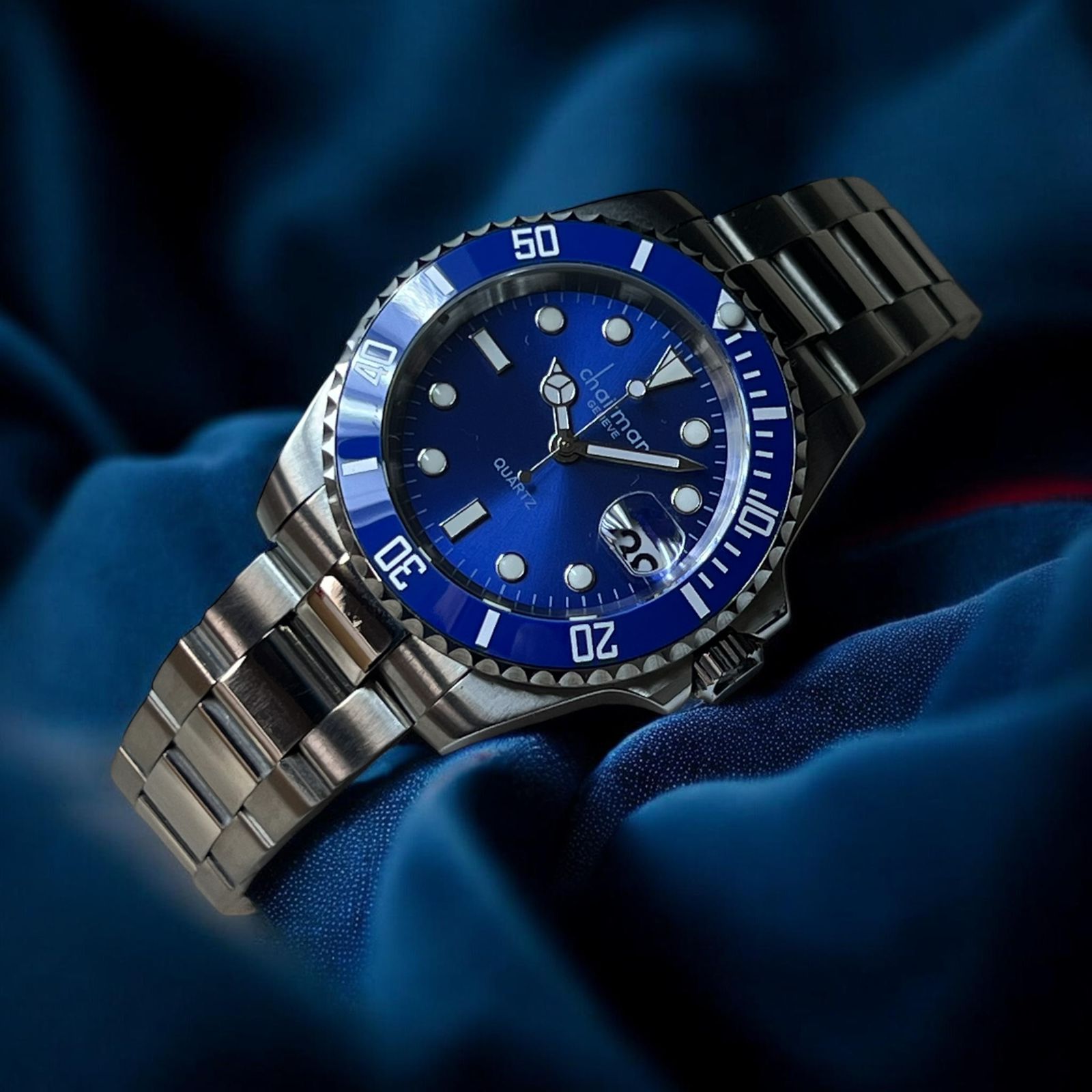 CHAIRMAN GENEVE OCEAN MASTER BLUE DIAL STAINLESS STEEL MEN'S WATCH