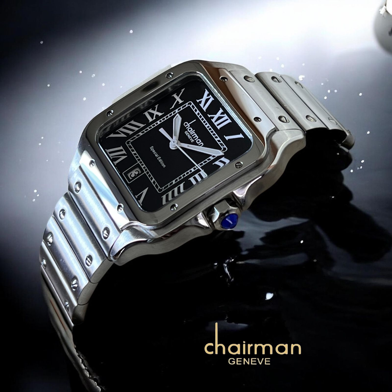 CHAIRMAN GENEVE SPECIAL EDITION SQUARE DIAL SILVER STAINLESS STEEL MEN'S WATCH