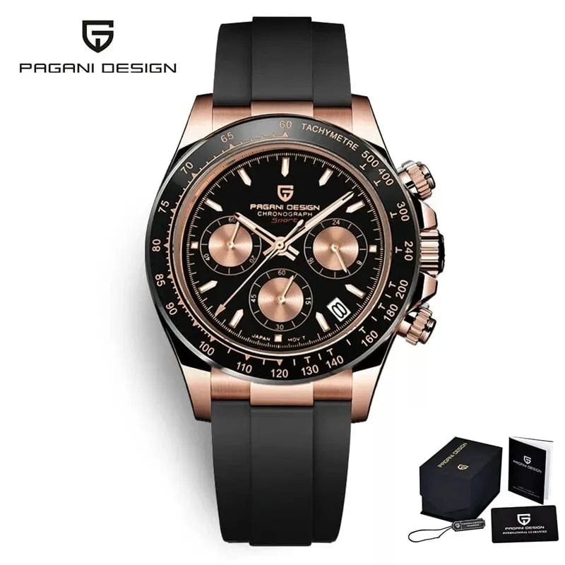 PAGANI DESIGN QUARTZ MEN'S LUXURY GOLD 40MM WATCH