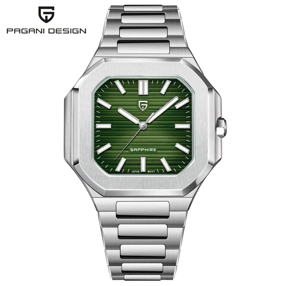 PAGANI DESIGN SQUARE QUARTZ SAPPHIRE STAINLESS STEEL WATCH