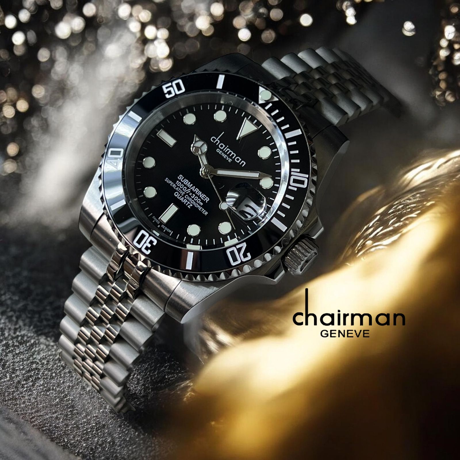 CHAIRMAN GENEVE SUBMARINER SILVER STAINLESS STEEL MEN'S WATCH